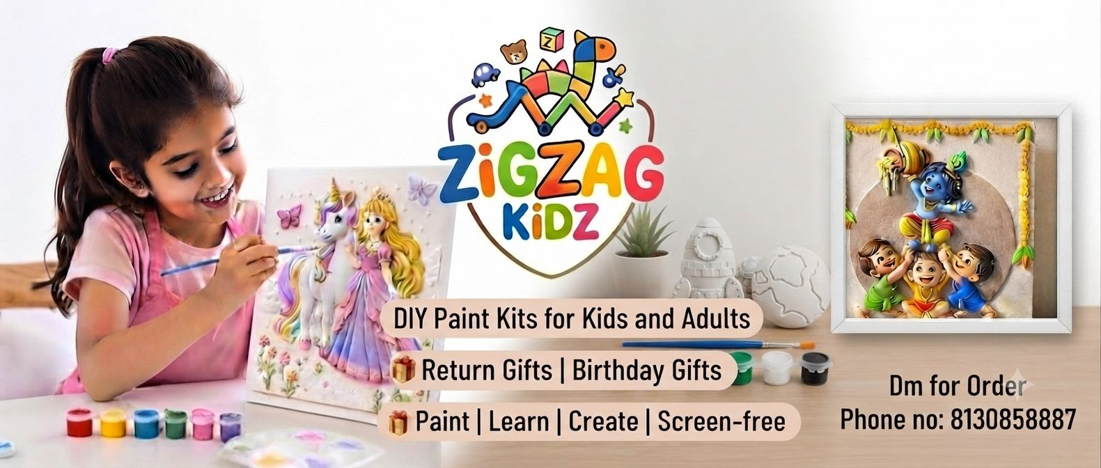 ZigZag Kidz — DIY Paint Kits for Kids and Adults. Return Gifts, Birthday Gifts. Paint, Learn, Create, Screen-free. DM for Order: 8130858887